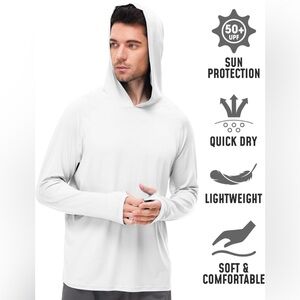 NWOT- Men’s hoodie shirt with thumb holes design. White